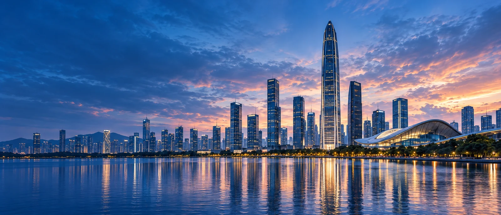The Shenzhen skyline at dusk